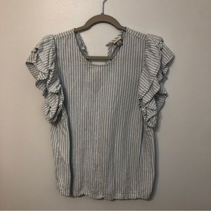 Striped Flutter Sleeve Top